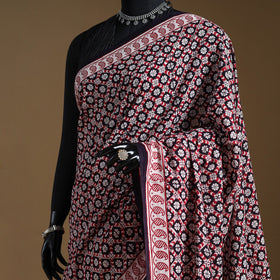Multicolor Block Print Natural Dyed Cotton Bagh Saree
