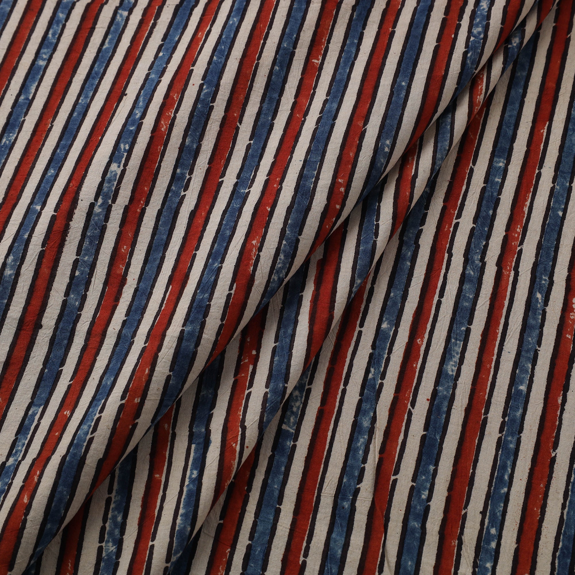 Multicolor Natural Dyed Block Print Cotton Ajrakh Fabric