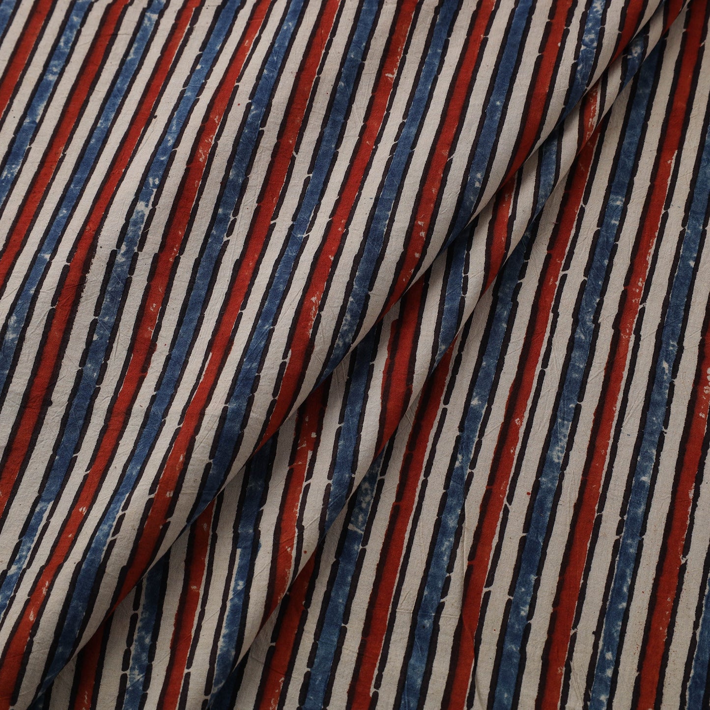 Multicolor Natural Dyed Block Print Cotton Ajrakh Fabric