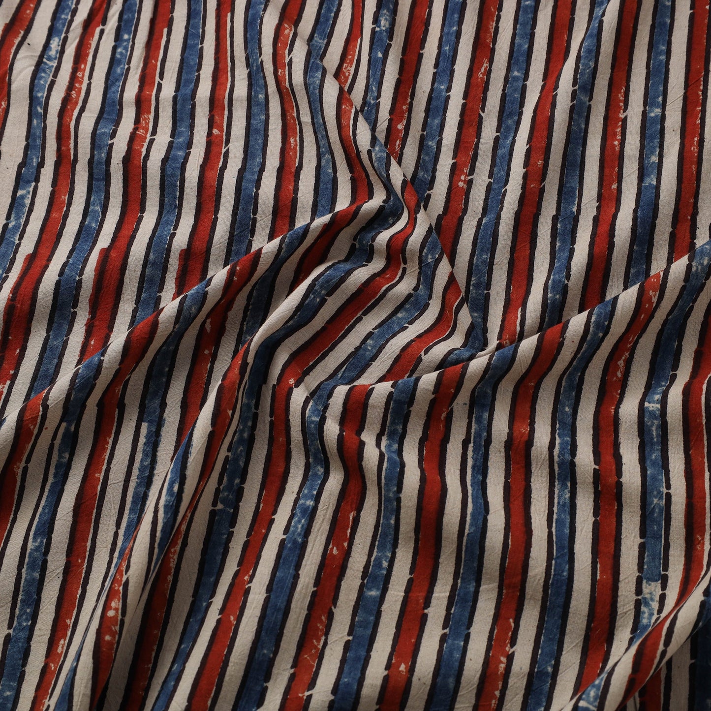 Multicolor Natural Dyed Block Print Cotton Ajrakh Fabric