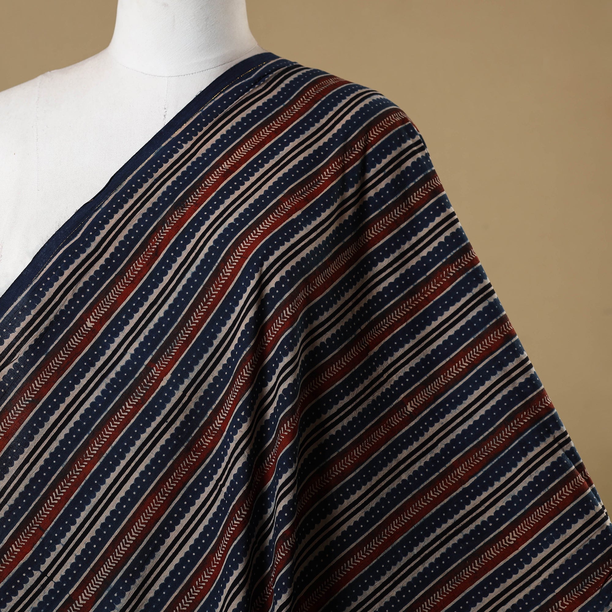 Multicolor - natural dyed cotton hand fabric 19