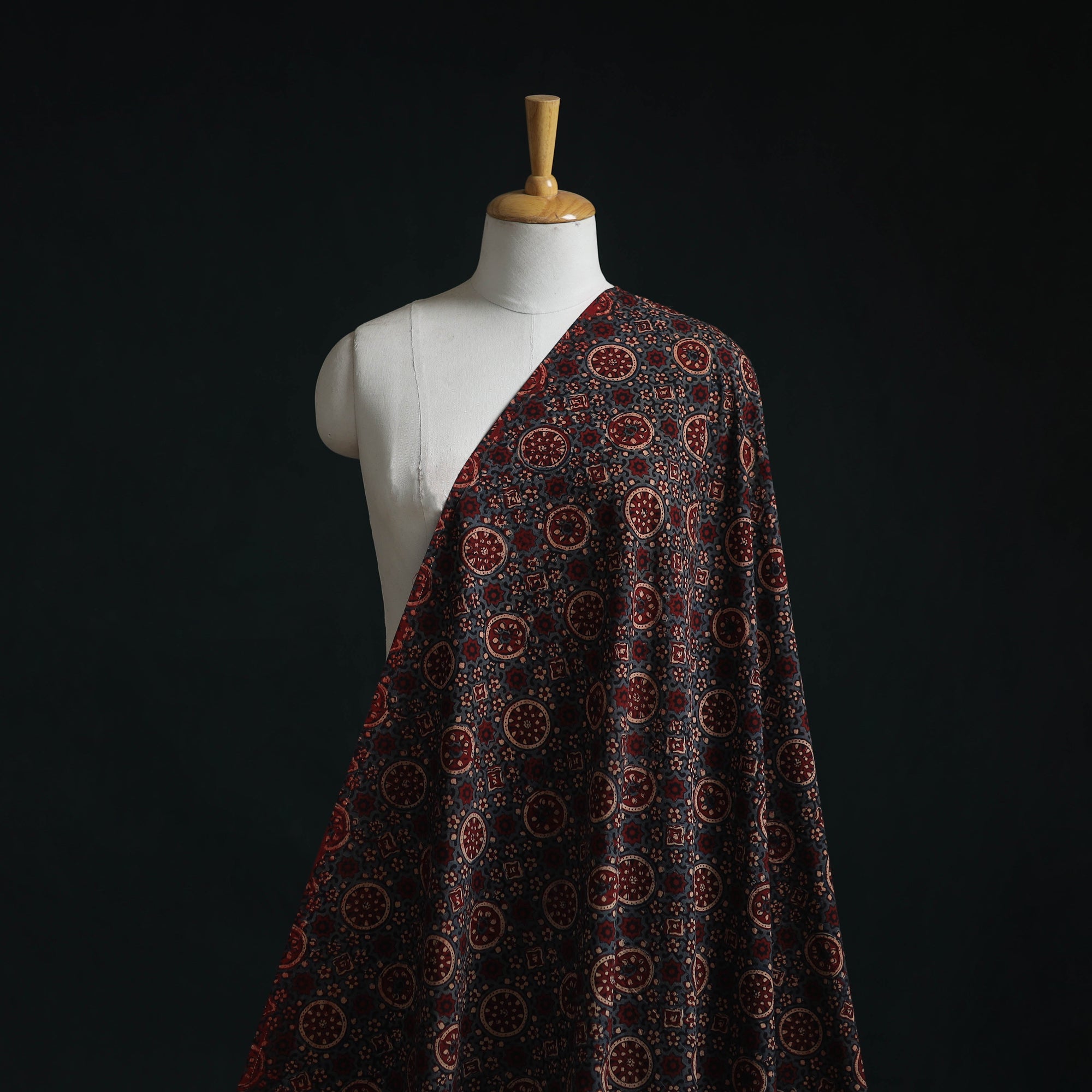 Natural dyed cotton kutch hand block ajrakh print fabric 11