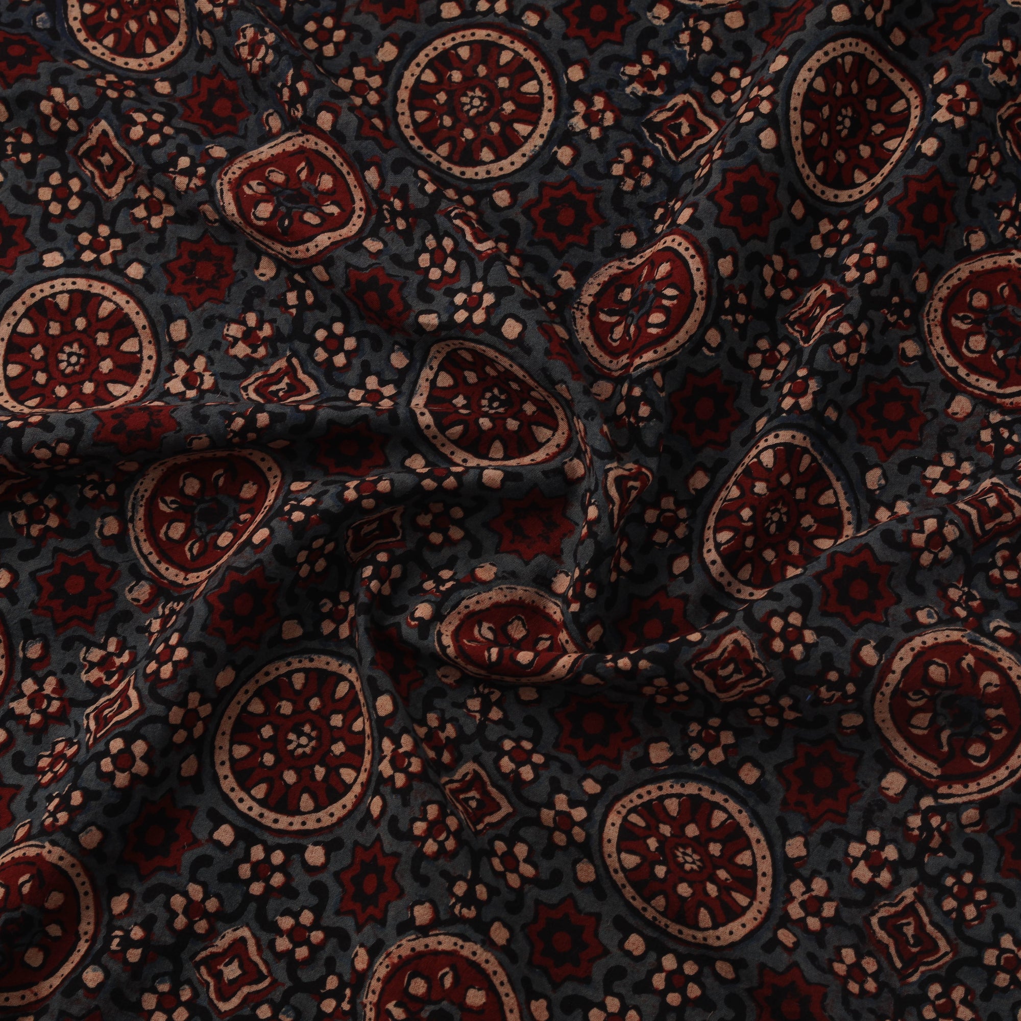 Natural dyed cotton kutch hand block ajrakh print fabric 11