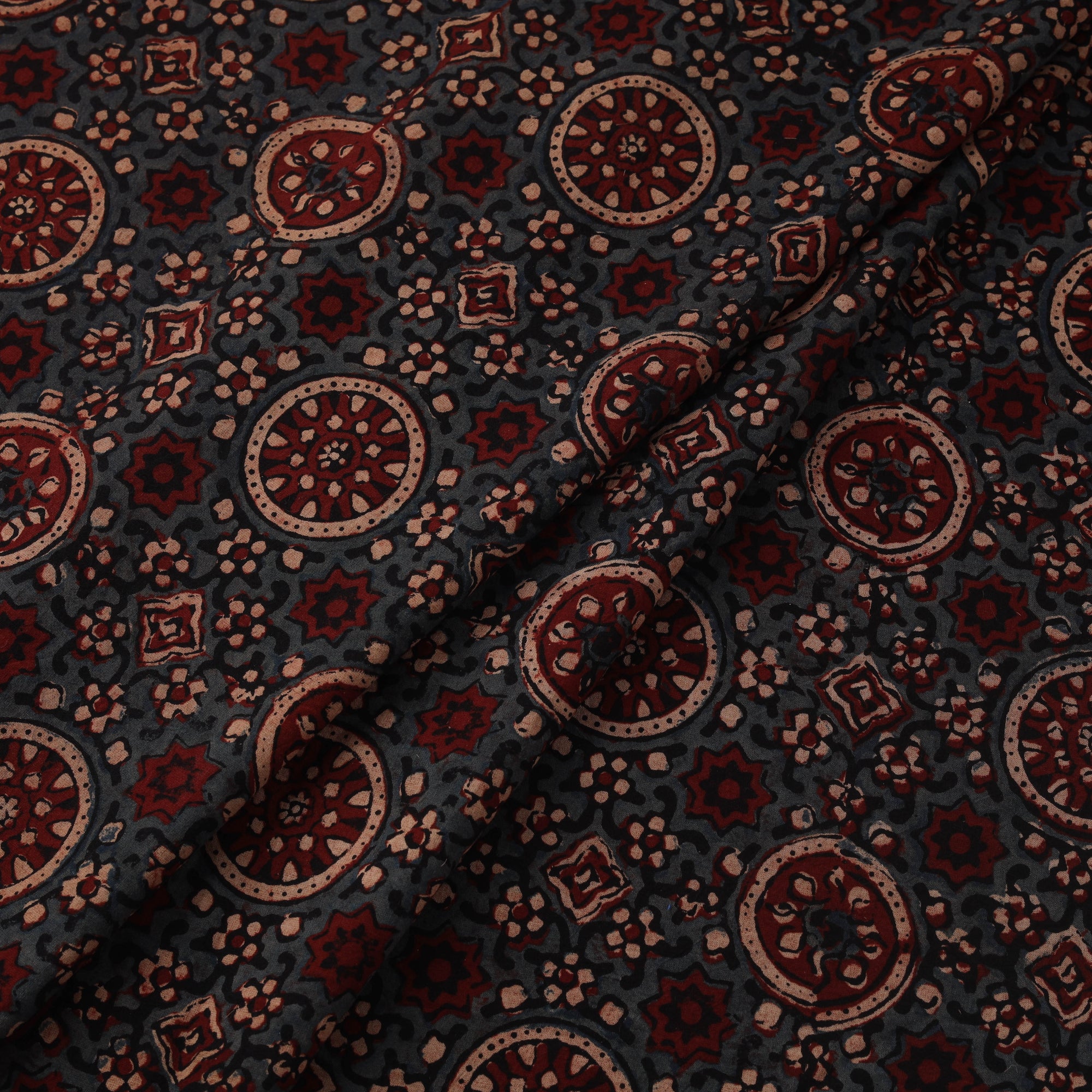 Natural dyed cotton kutch hand block ajrakh print fabric 11
