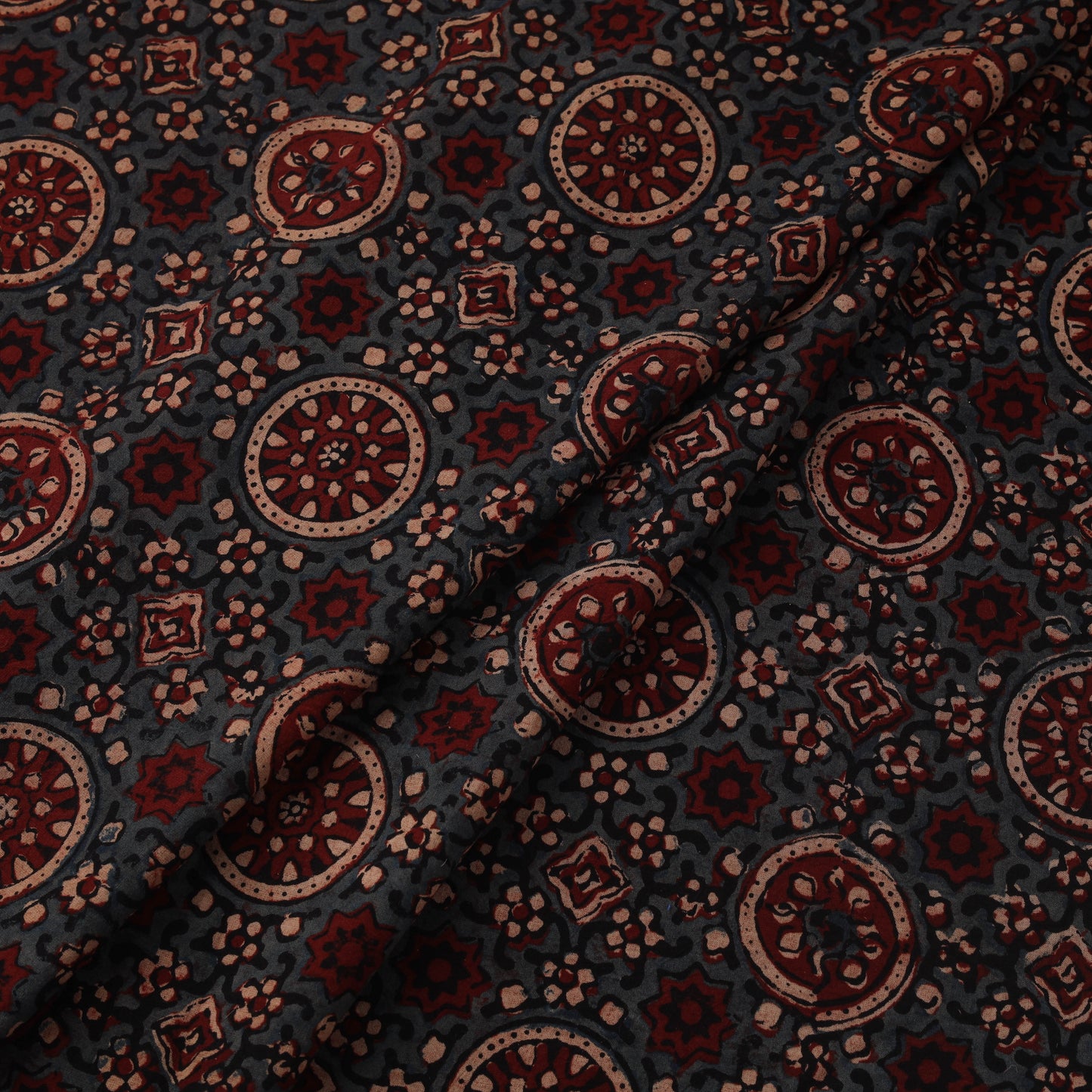 Natural dyed cotton kutch hand block ajrakh print fabric 11