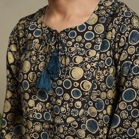 Multicolor Block Print Natural Dyed Cotton A-Line Ajrakh Kurta