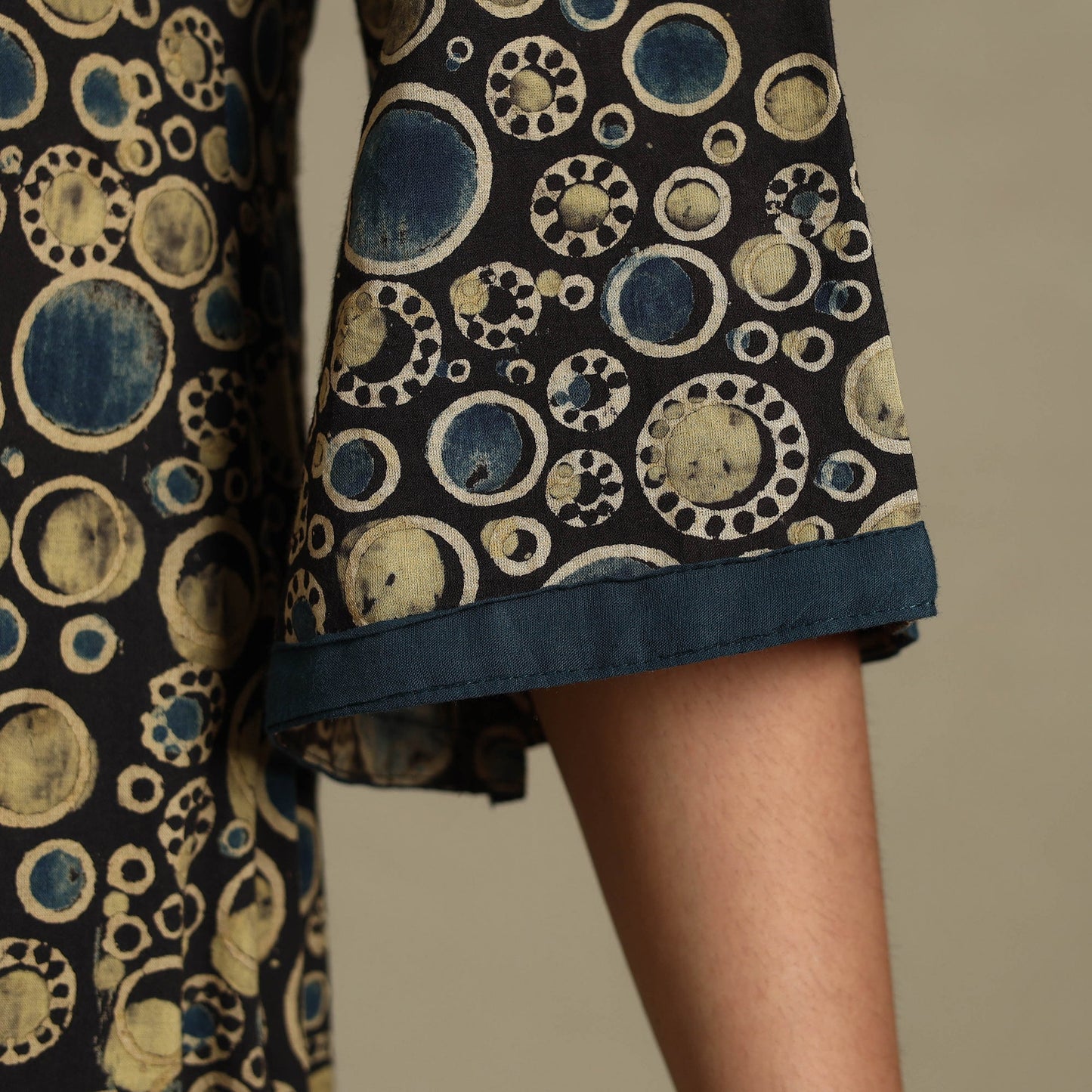 Multicolor Block Print Natural Dyed Cotton A-Line Ajrakh Kurta