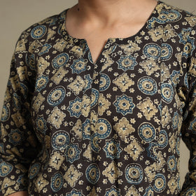 Multicolor Block Print Natural Dyed Cotton A-Line Ajrakh Kurta