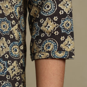 Multicolor Block Print Natural Dyed Cotton A-Line Ajrakh Kurta
