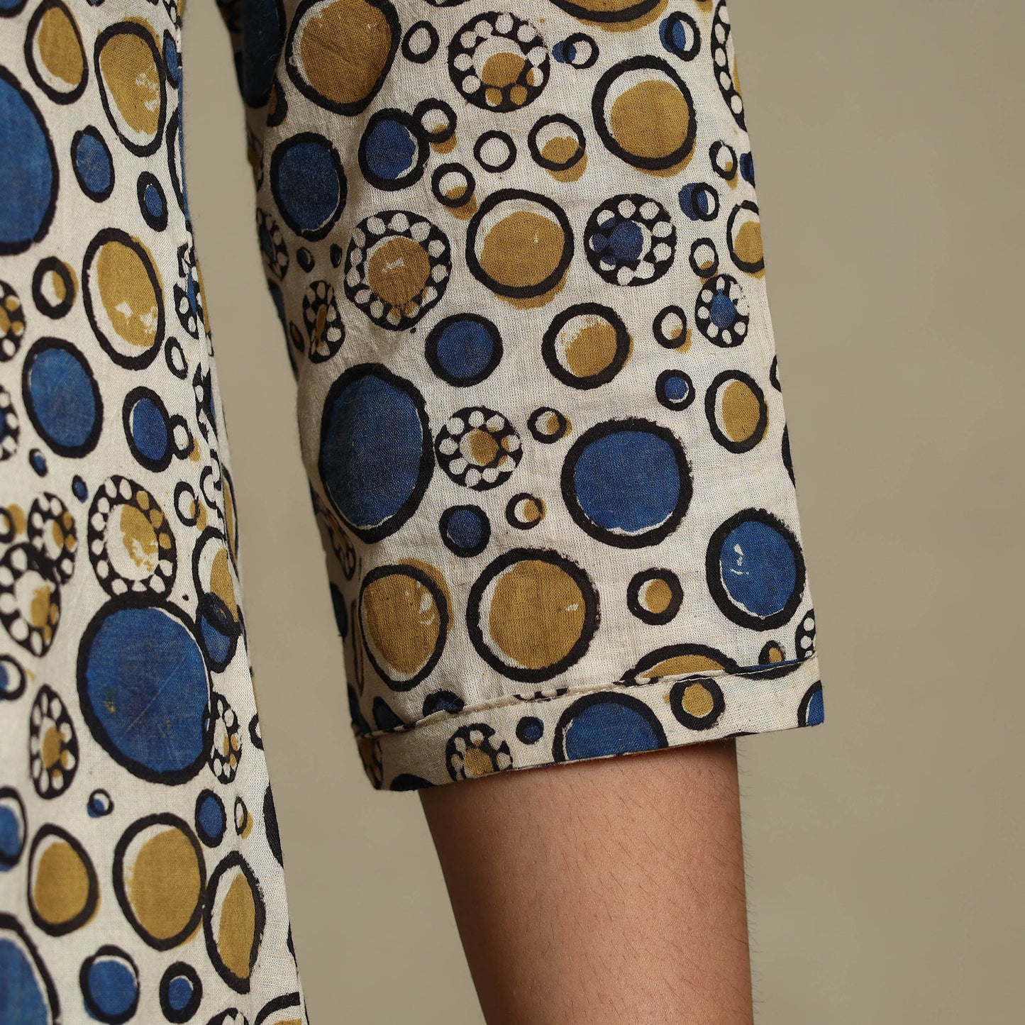 Multicolor Block Print Natural Dyed Cotton A-Line Ajrakh Kurta