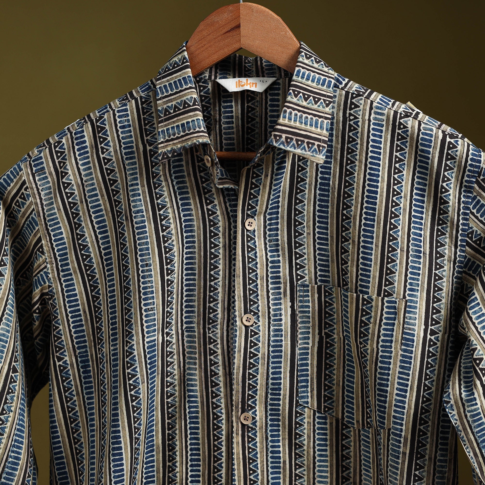 Multicolor - natural dyed cotton men full sleeve shirt 08