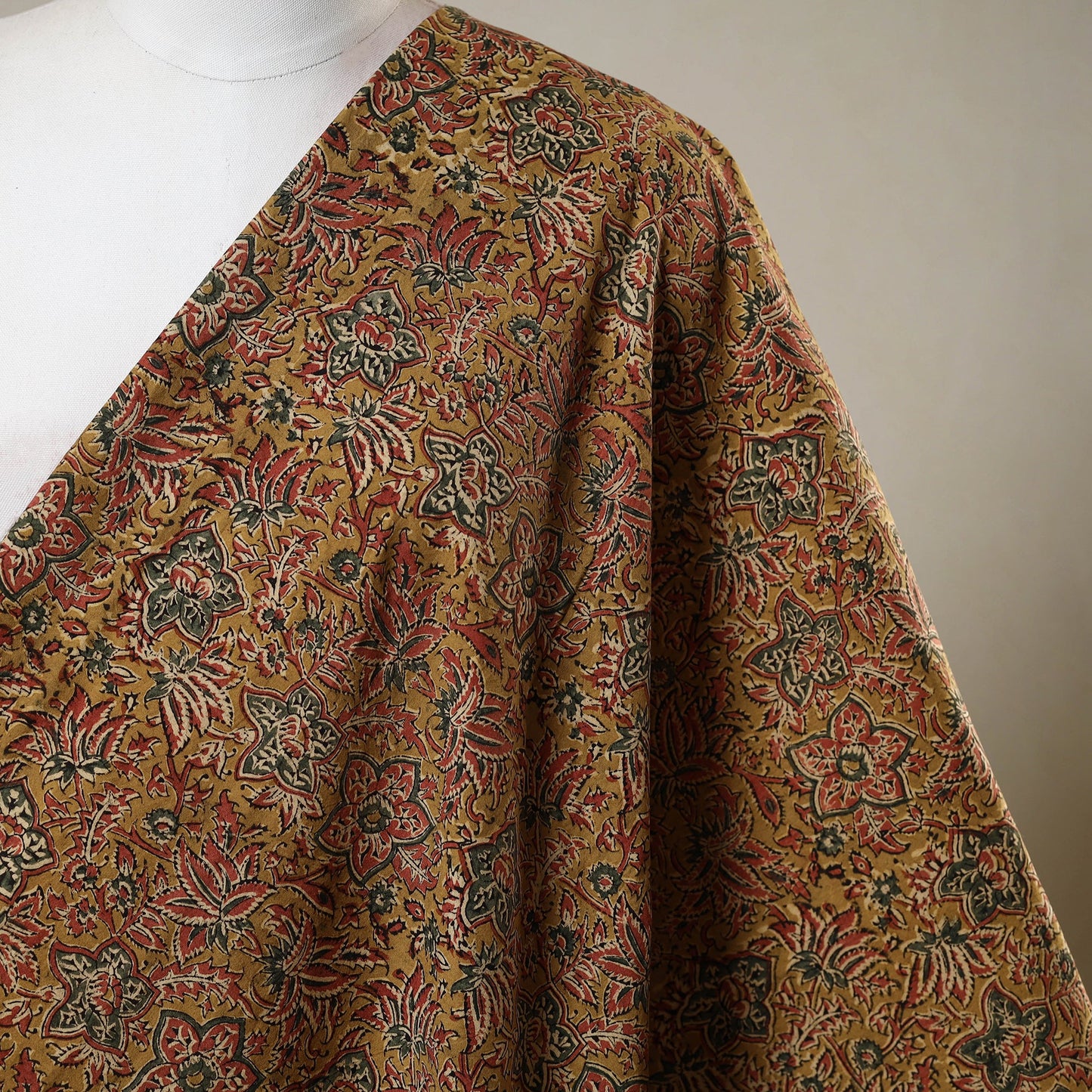 Multicolor - natural dyed cotton pedana kalamkari fabric 07