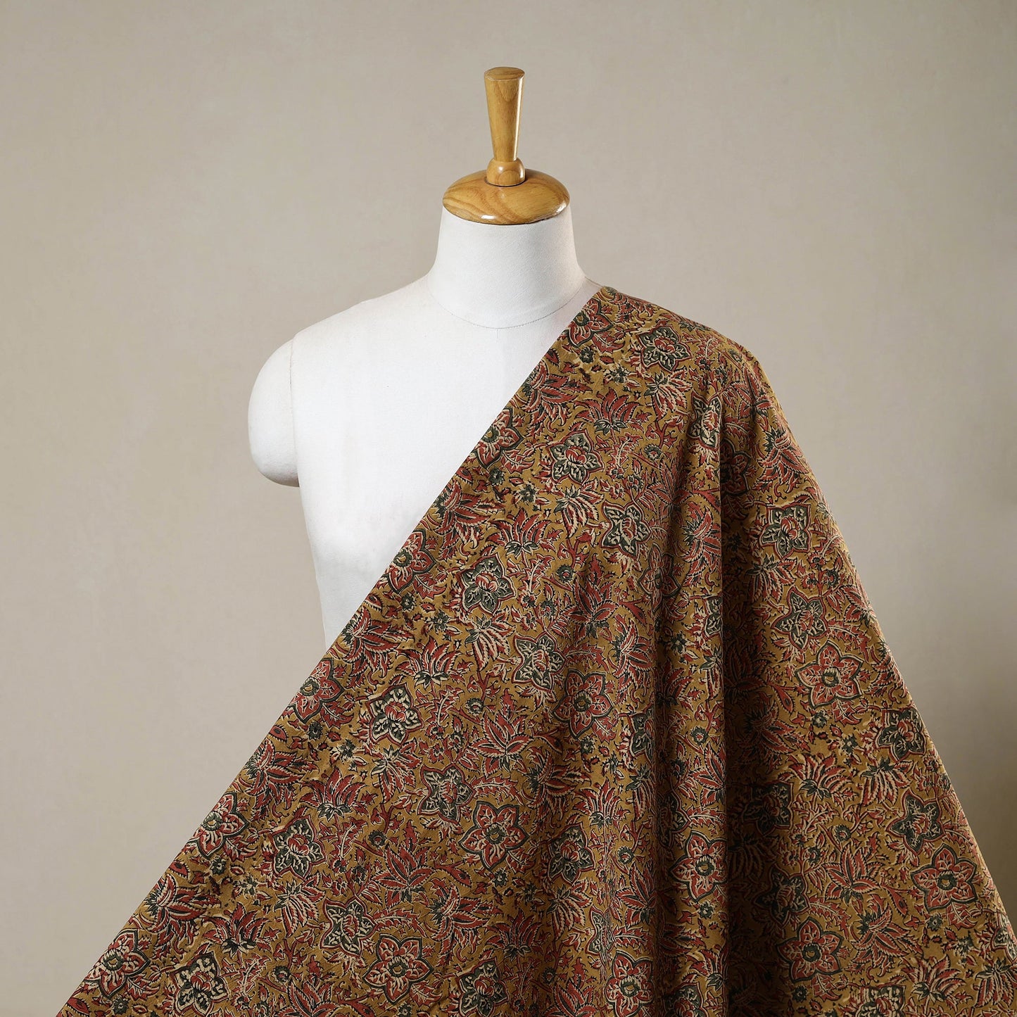 Multicolor - natural dyed cotton pedana kalamkari fabric 07