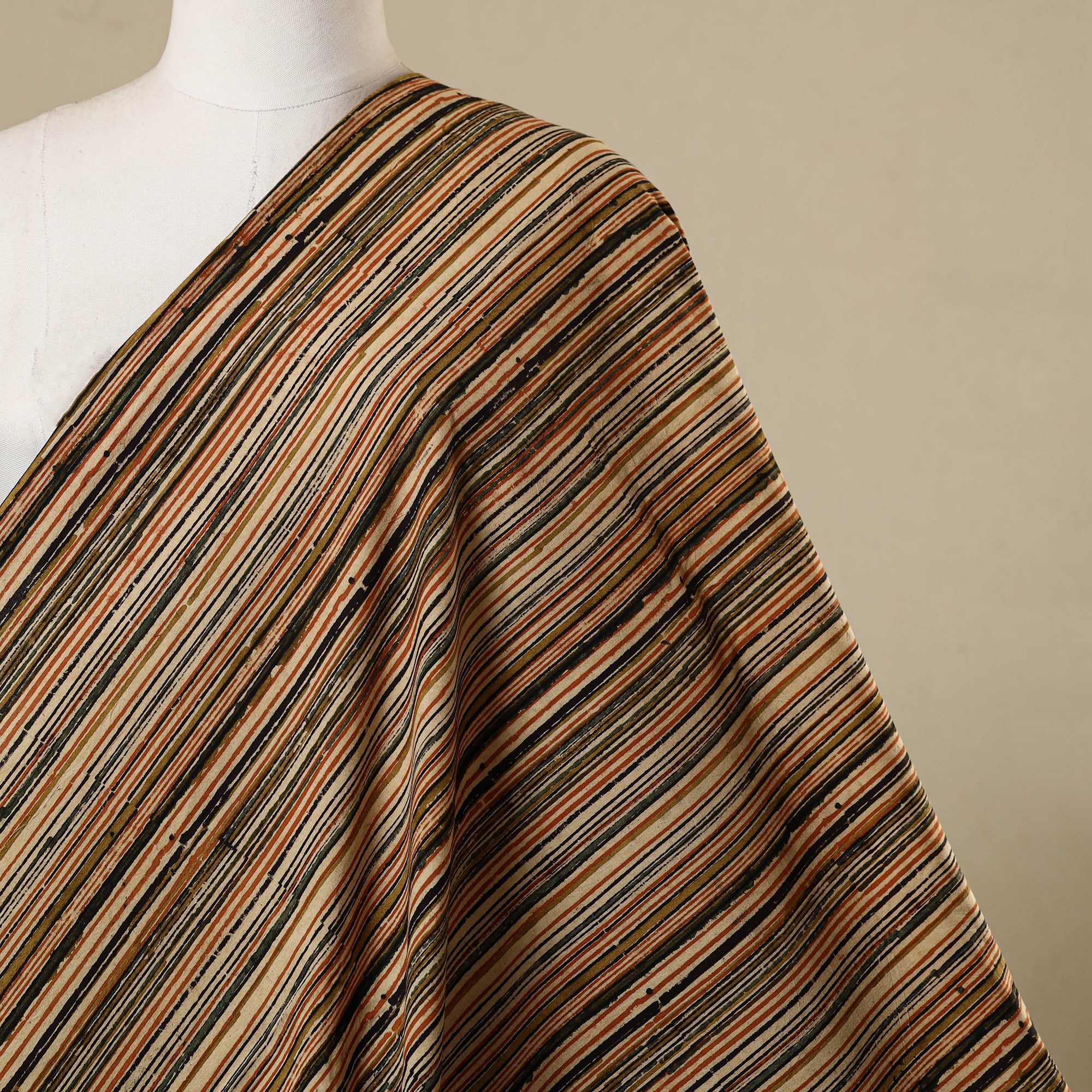 Multicolor - natural dyed cotton pedana kalamkari fabric 09