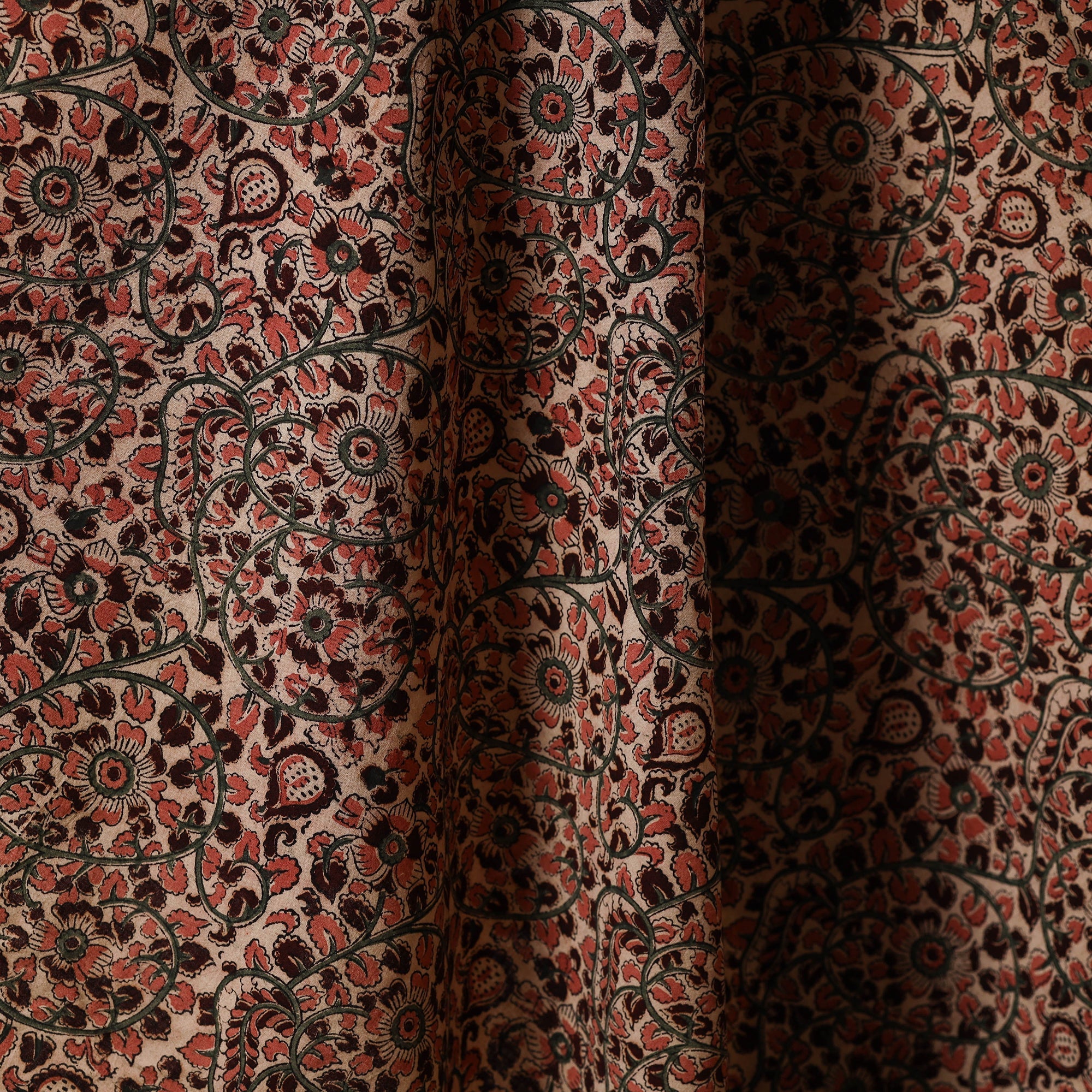 Multicolor - natural dyed cotton pedana kalamkari fabric 11