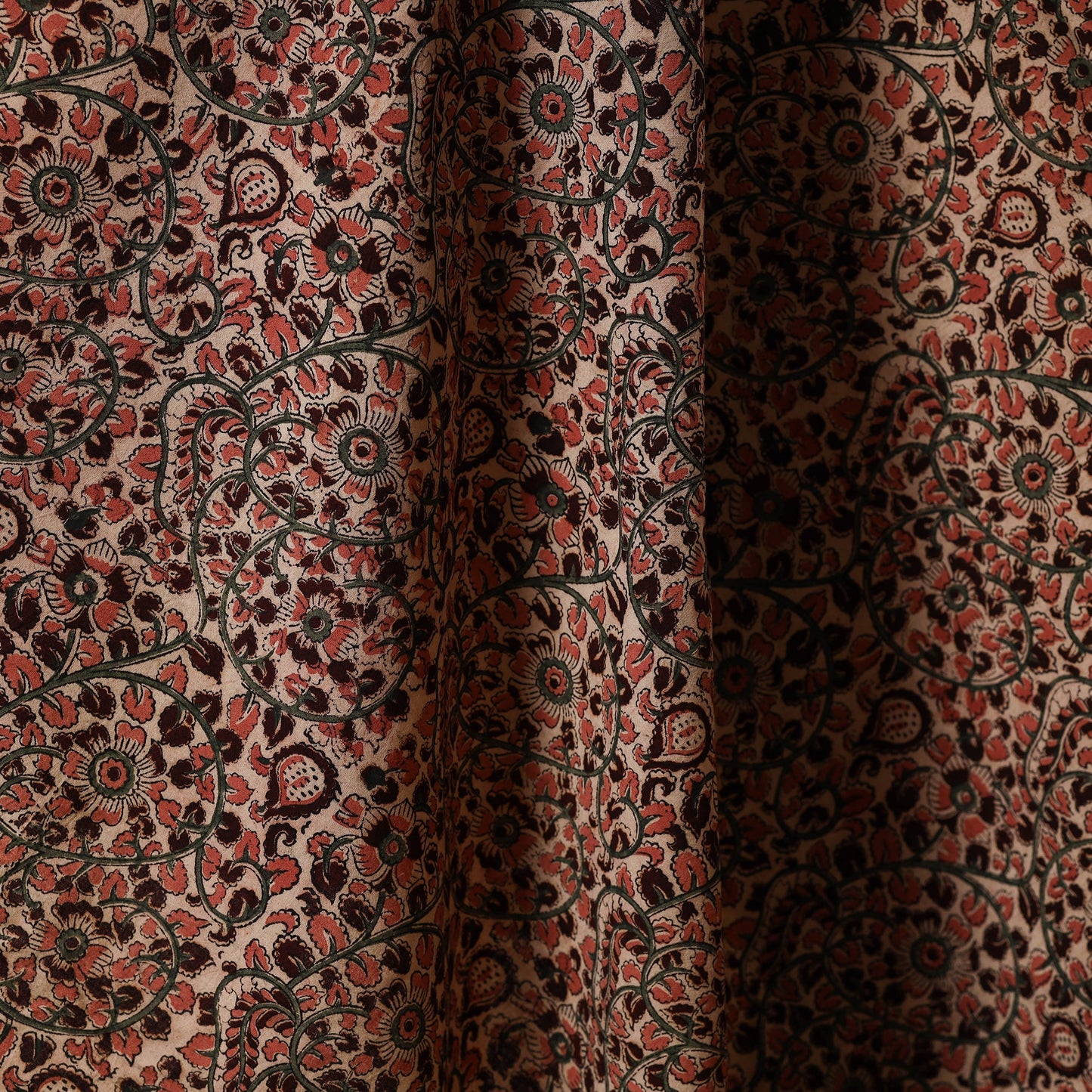 Multicolor - natural dyed cotton pedana kalamkari fabric 11