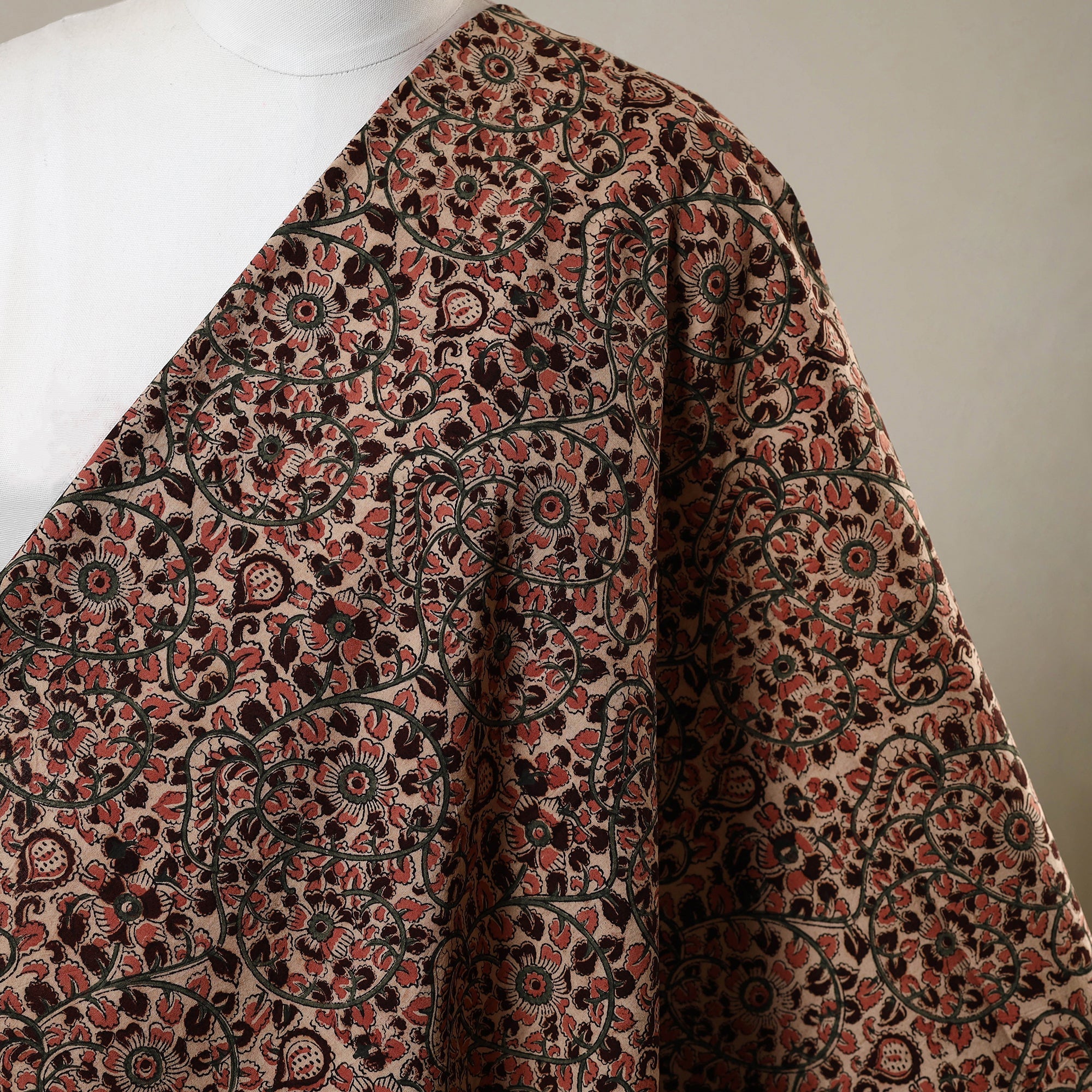 Multicolor - natural dyed cotton pedana kalamkari fabric 11