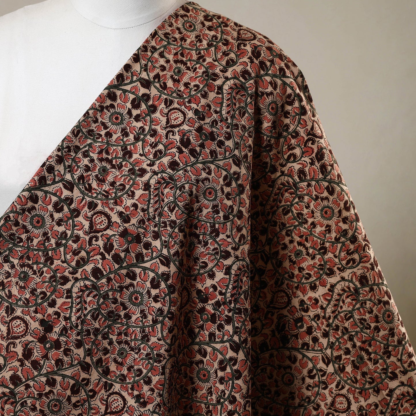 Multicolor - natural dyed cotton pedana kalamkari fabric 11