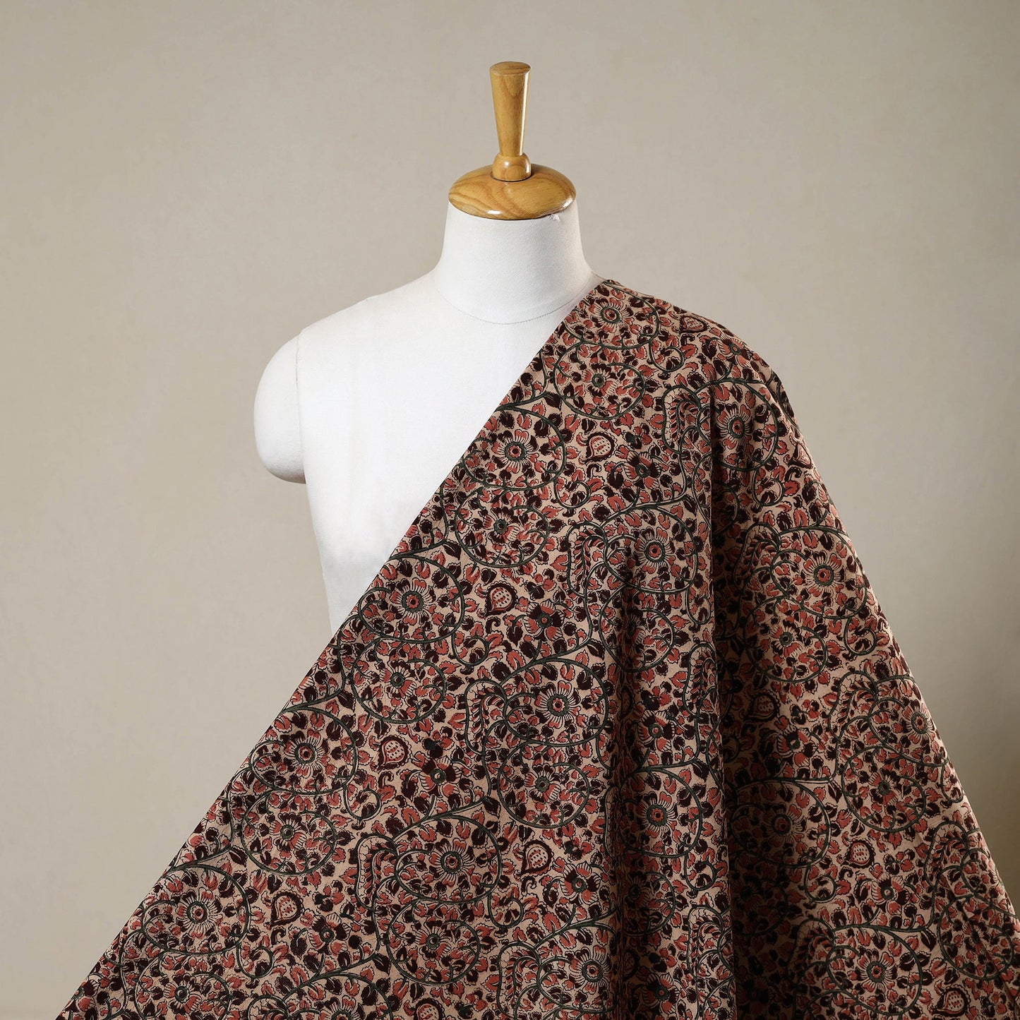 Multicolor - natural dyed cotton pedana kalamkari fabric 11