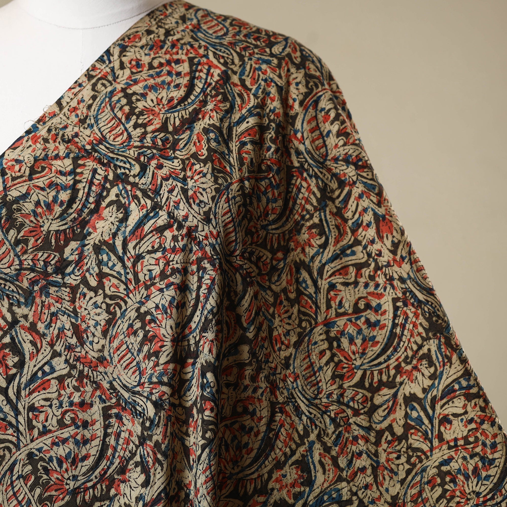 Multicolor - natural dyed cotton pedana kalamkari fabric 17