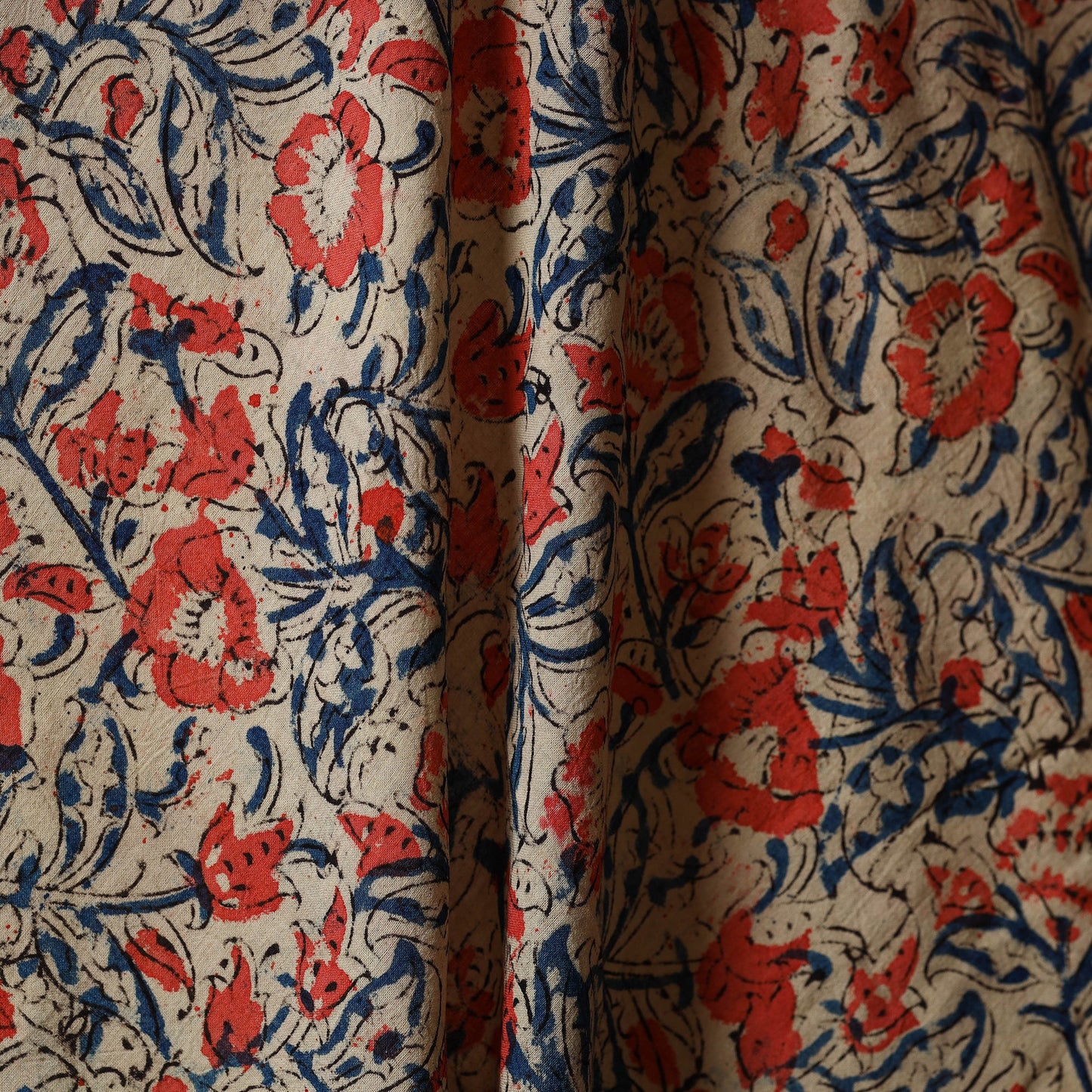 Multicolor - natural dyed cotton pedana kalamkari fabric 29