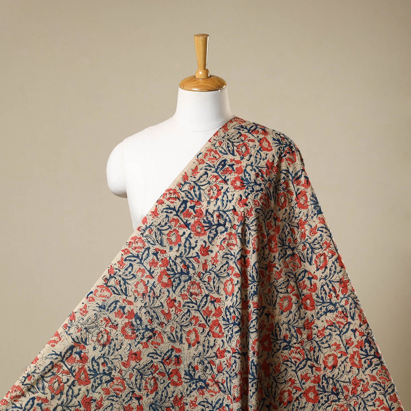 Multicolor - natural dyed cotton pedana kalamkari fabric 29