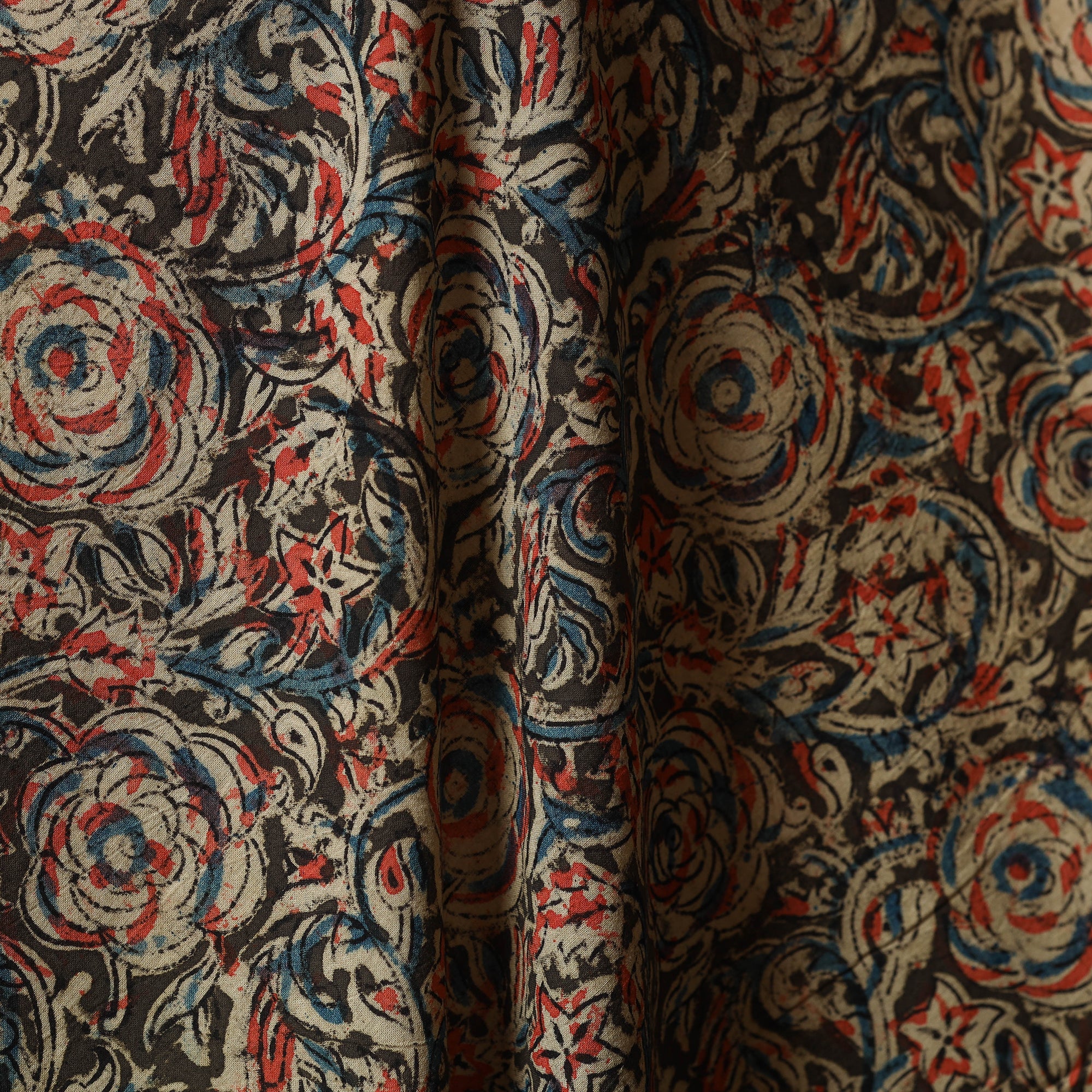 Multicolor - natural dyed cotton pedana kalamkari fabric 30