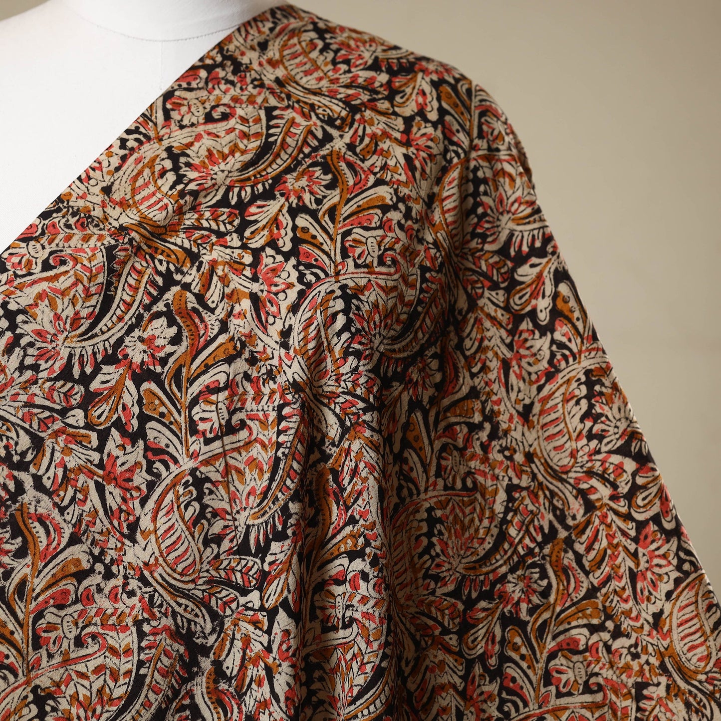 Multicolor - natural dyed cotton pedana kalamkari fabric 34