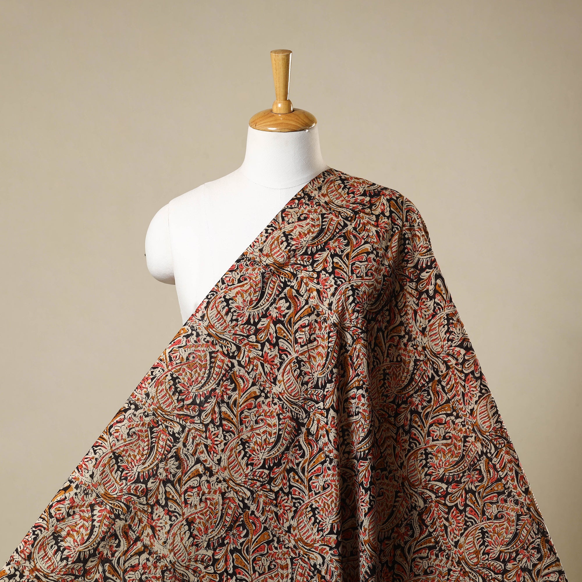 Multicolor - natural dyed cotton pedana kalamkari fabric 34