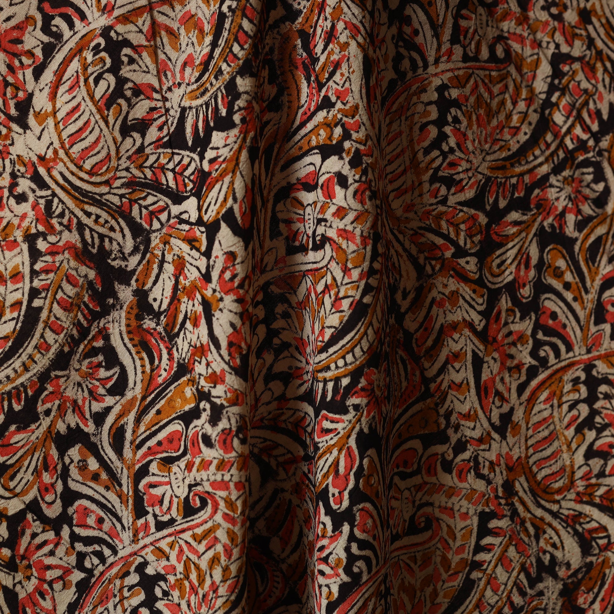 Multicolor - natural dyed cotton pedana kalamkari fabric 34