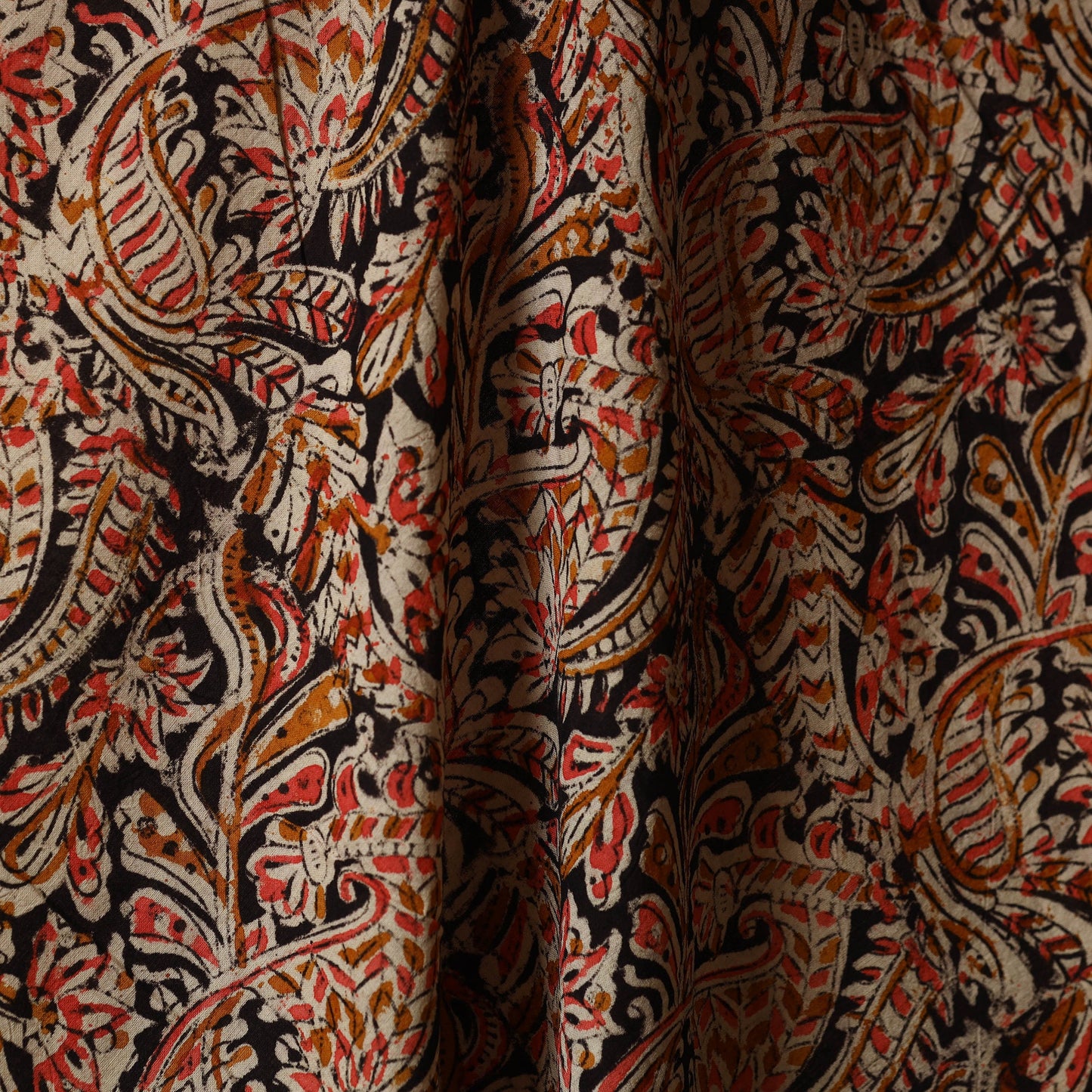 Multicolor - natural dyed cotton pedana kalamkari fabric 34