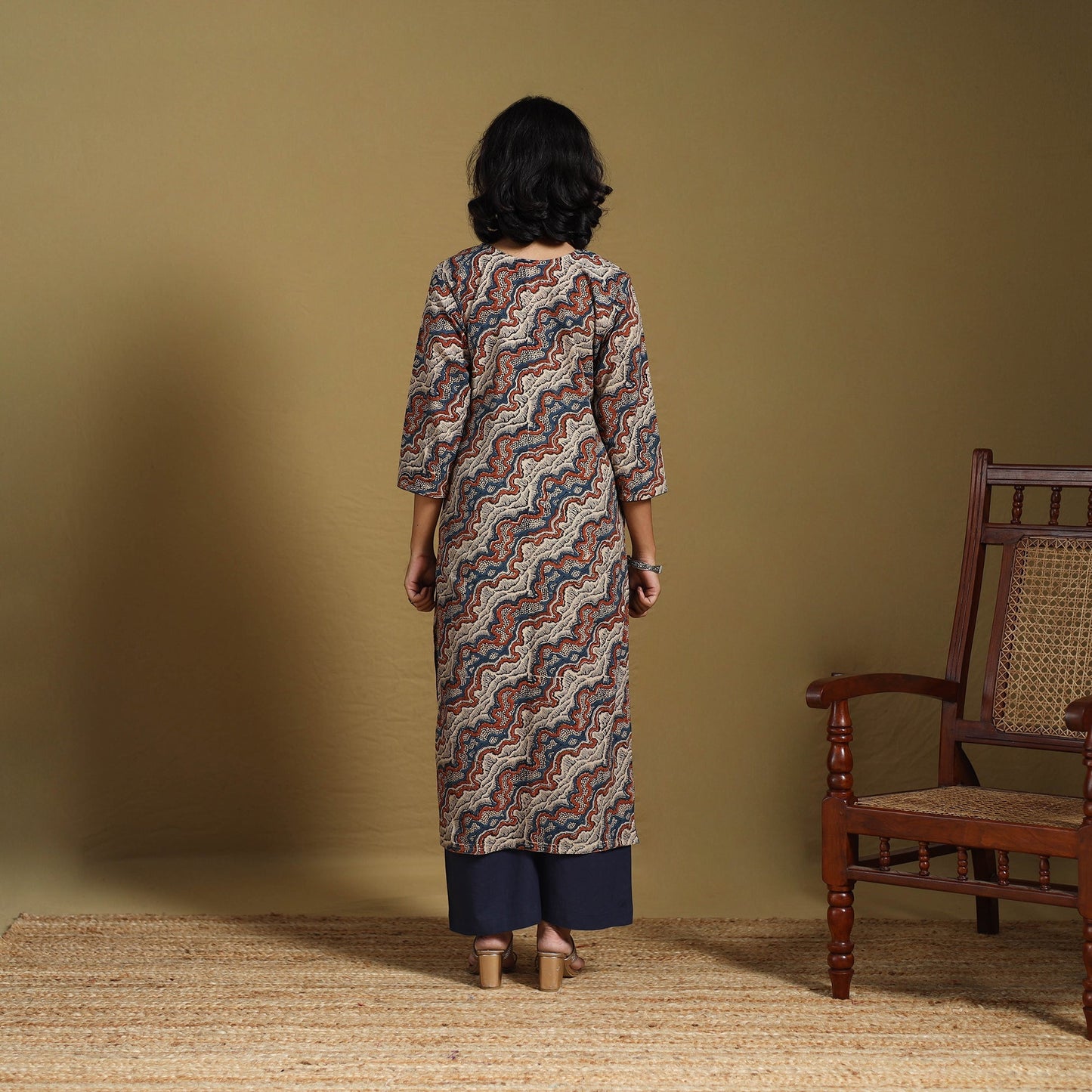 Multicolor - natural dyed cotton straight hand kurta 23