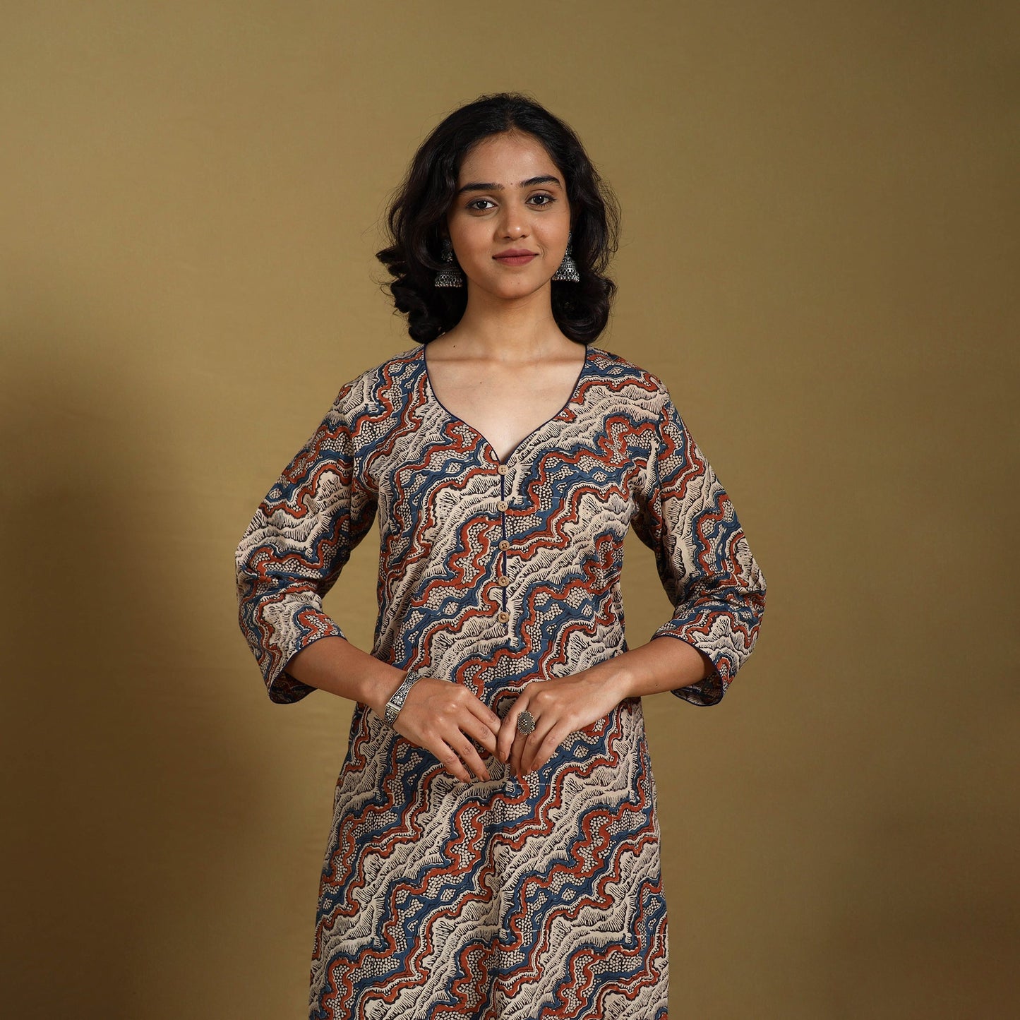 Multicolor - natural dyed cotton straight hand kurta 23