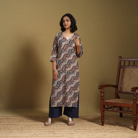 Multicolor - natural dyed cotton straight hand kurta 23