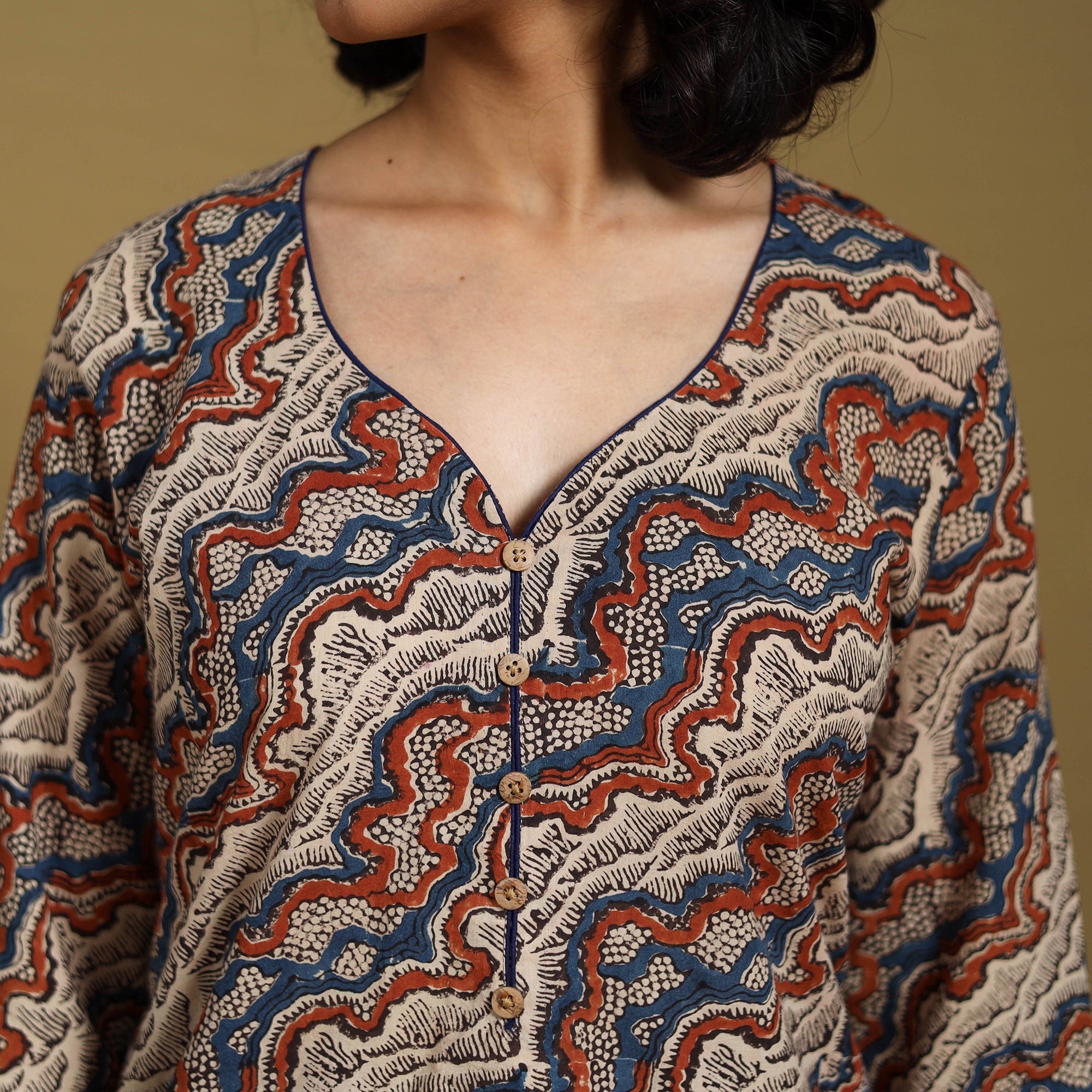 Multicolor - natural dyed cotton straight hand kurta 23