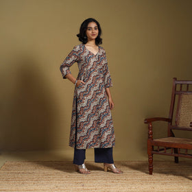 Multicolor - natural dyed cotton straight hand kurta 23