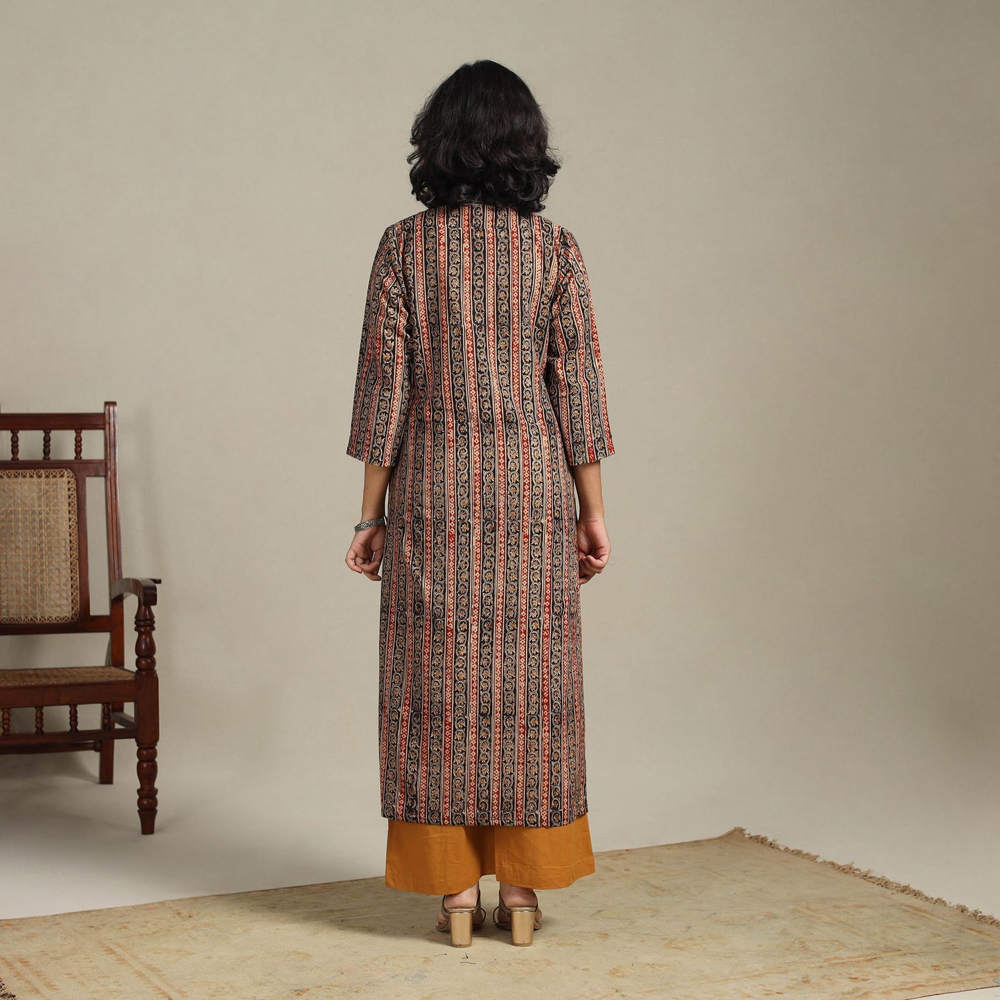 Multicolor Natural Dyed Cotton Straight Pedana Kalamkari Print Kurta