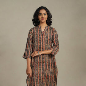 Multicolor Natural Dyed Cotton Straight Pedana Kalamkari Print Kurta