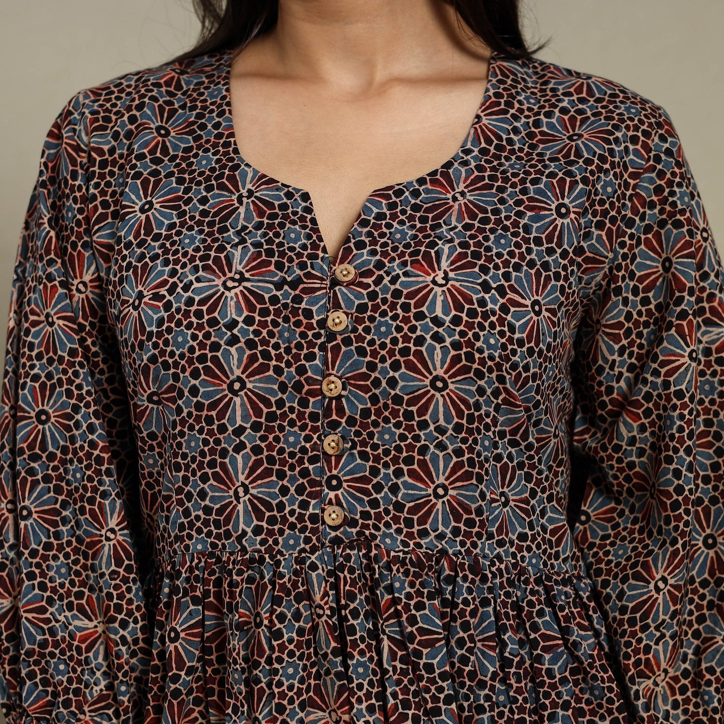 Multicolor - natural dyed cotton tiered dress 08