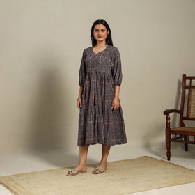 Multicolor - natural dyed cotton tiered dress 08