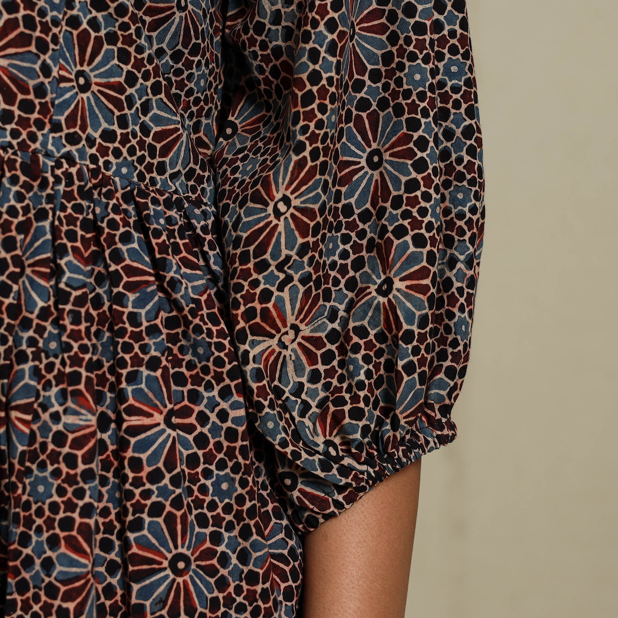 Multicolor - natural dyed cotton tiered dress 08