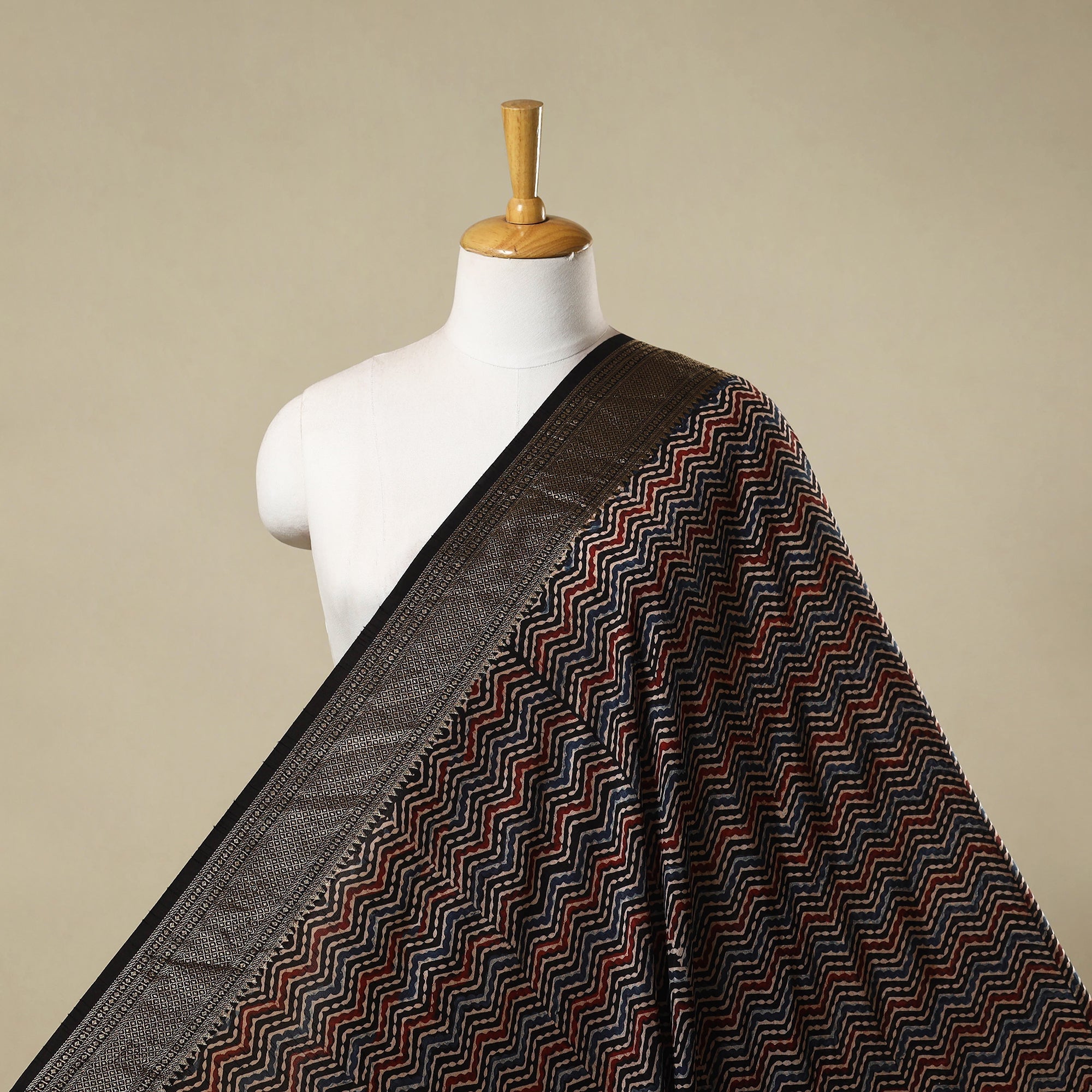 Natural dyed dola silk hand fabric 48 - handcrafted