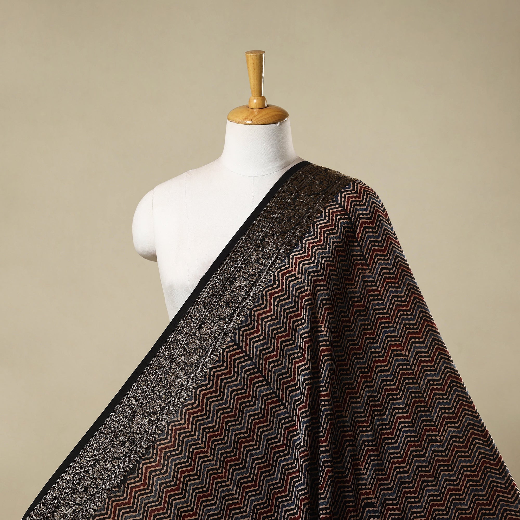 Natural dyed dola silk hand fabric 56 - handcrafted