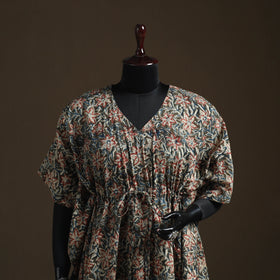 Natural dyed hand block kalamkari print cotton kaftan