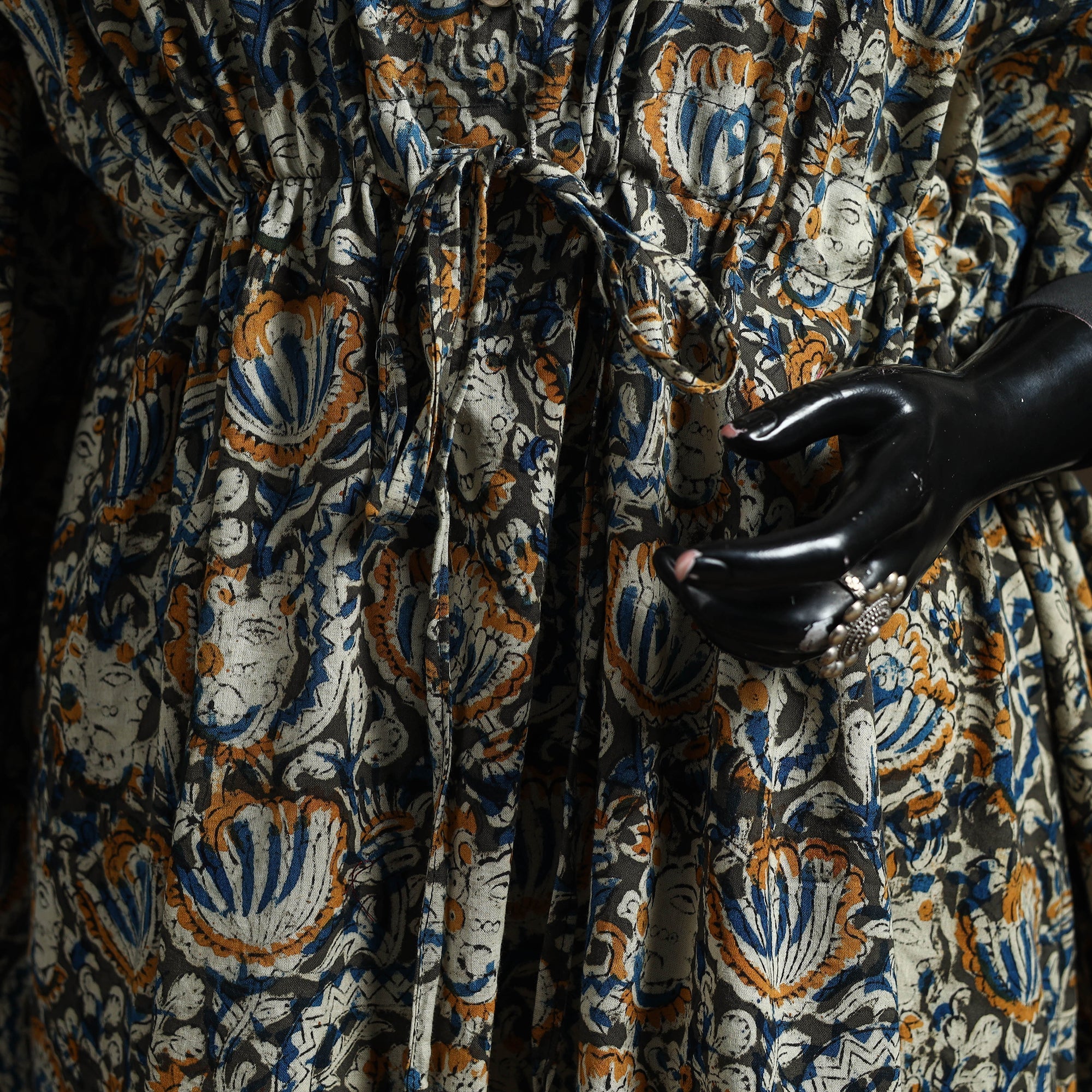 Natural dyed hand block kalamkari print cotton kaftan