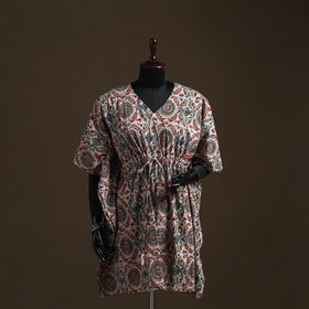 Natural dyed hand block kalamkari print cotton kaftan