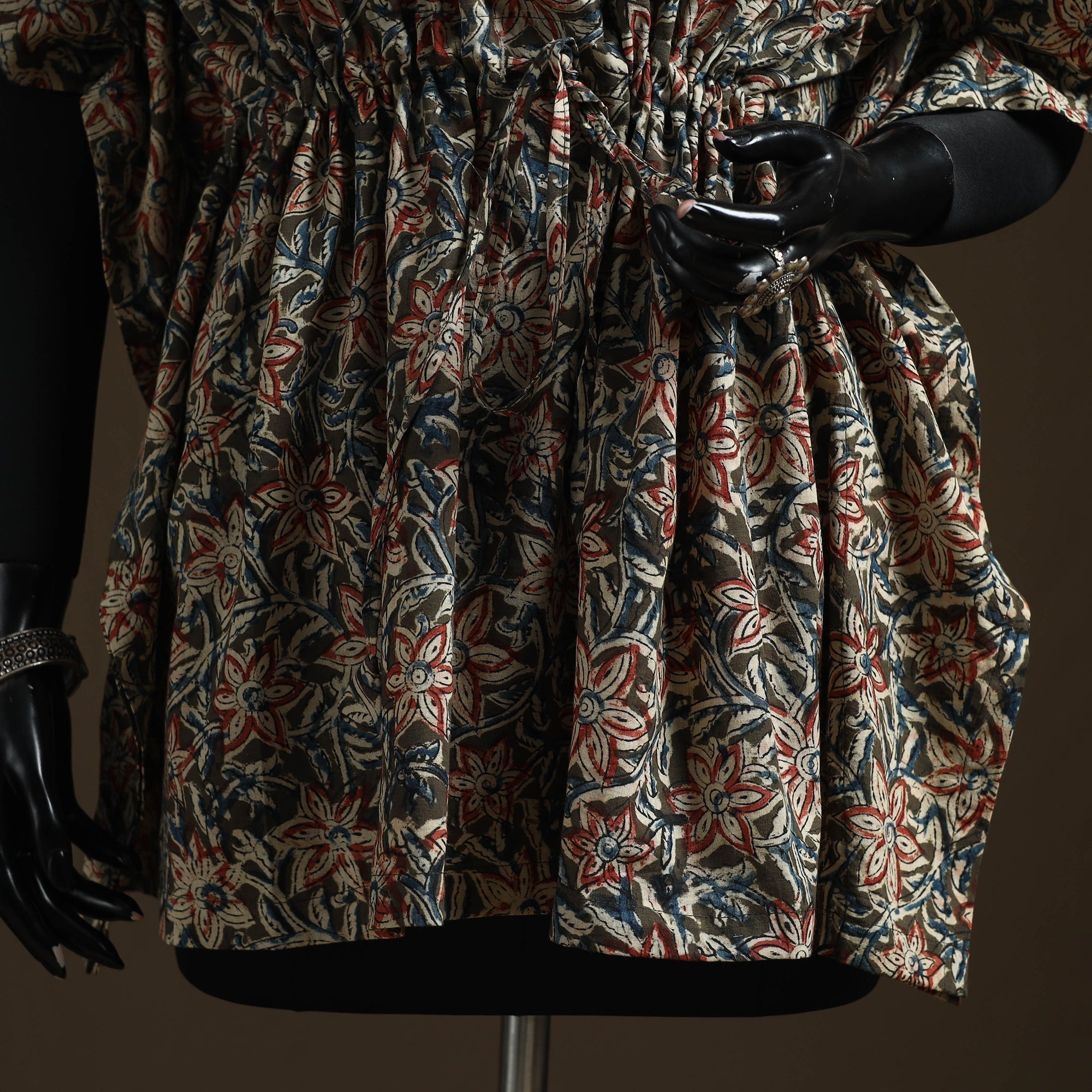 Natural dyed hand block kalamkari print cotton kaftan