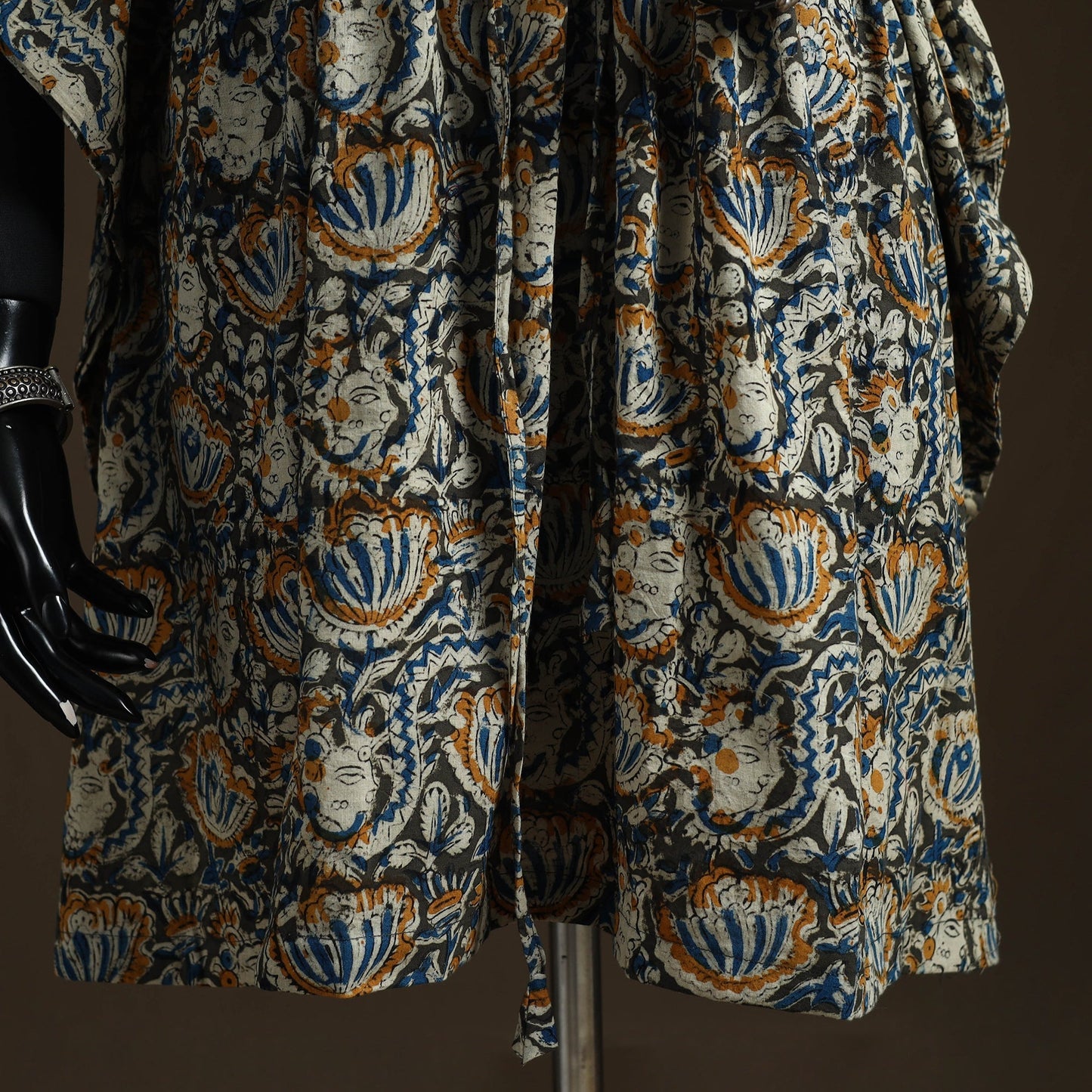 Natural dyed hand block kalamkari print cotton kaftan