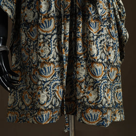 Natural dyed hand block kalamkari print cotton kaftan