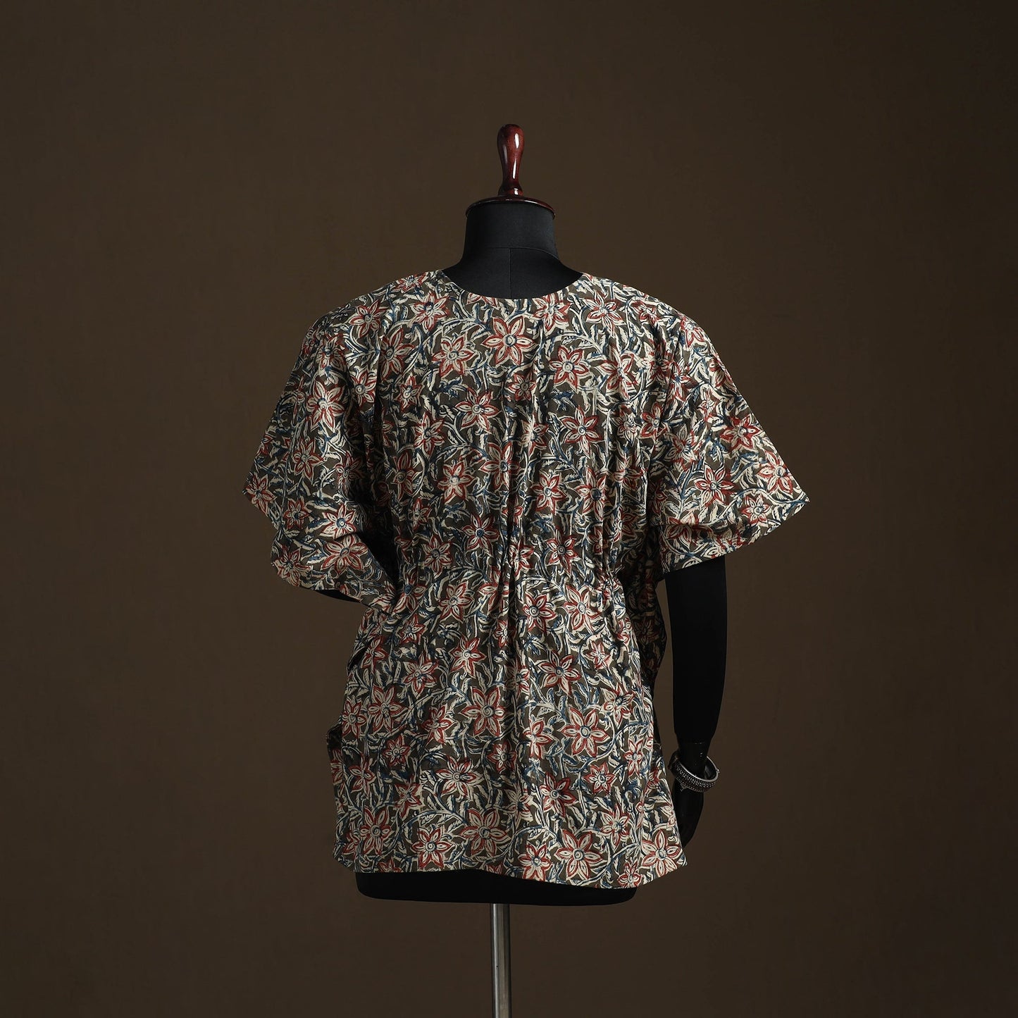 Natural dyed hand block kalamkari print cotton kaftan